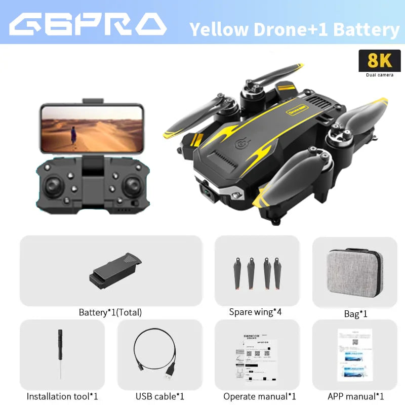 KBDFA G6 5G Drone – 8K HD Camera, GPS, Four-Sided Obstacle Avoidance, Foldable Quadcopter RC Helicopter for FPV & Professional Use