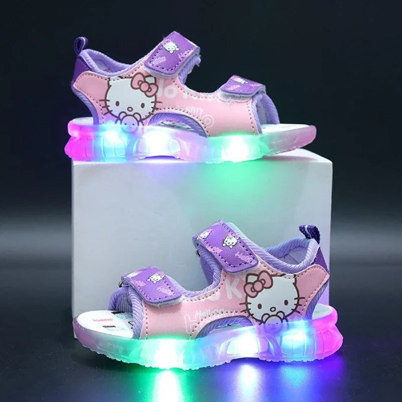 2024 Summer Baby Girls LED Hello Kitty Sandals — Cute Anti-Slip Beach & Outdoor Shoes