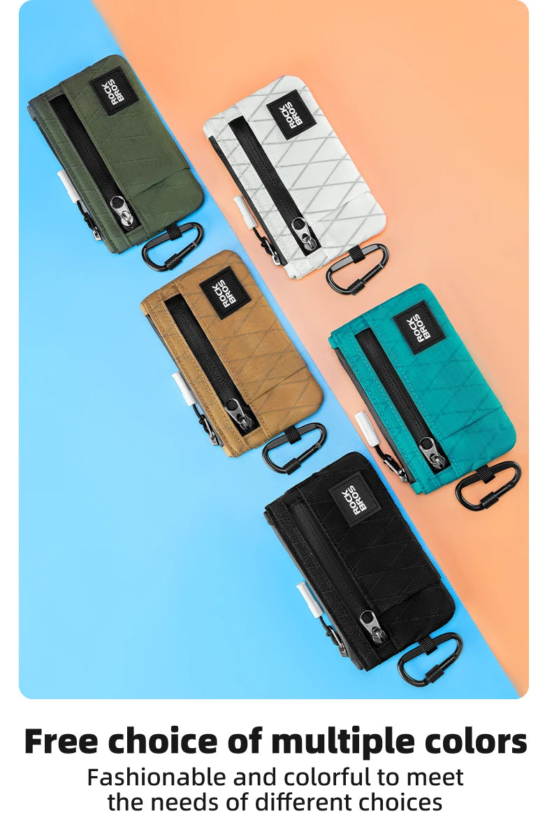 ROCKBROS Portable Wallet Card Bag – Ultra-Light, Stylish Sports Mini Credit Card Holder with Hang Lock, Compact Storage