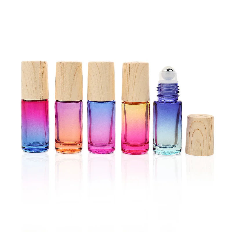 5/10/20/30/50pcs 5ml Glass Roll-On Bottles — Gradient Empty Roller Ball Bottles for Essential Oils & Travel