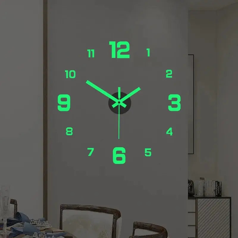 Creative Luminous Digital Wall Clock – Silent DIY European Style Punch-Free Sticker Clock for Living Room & Study