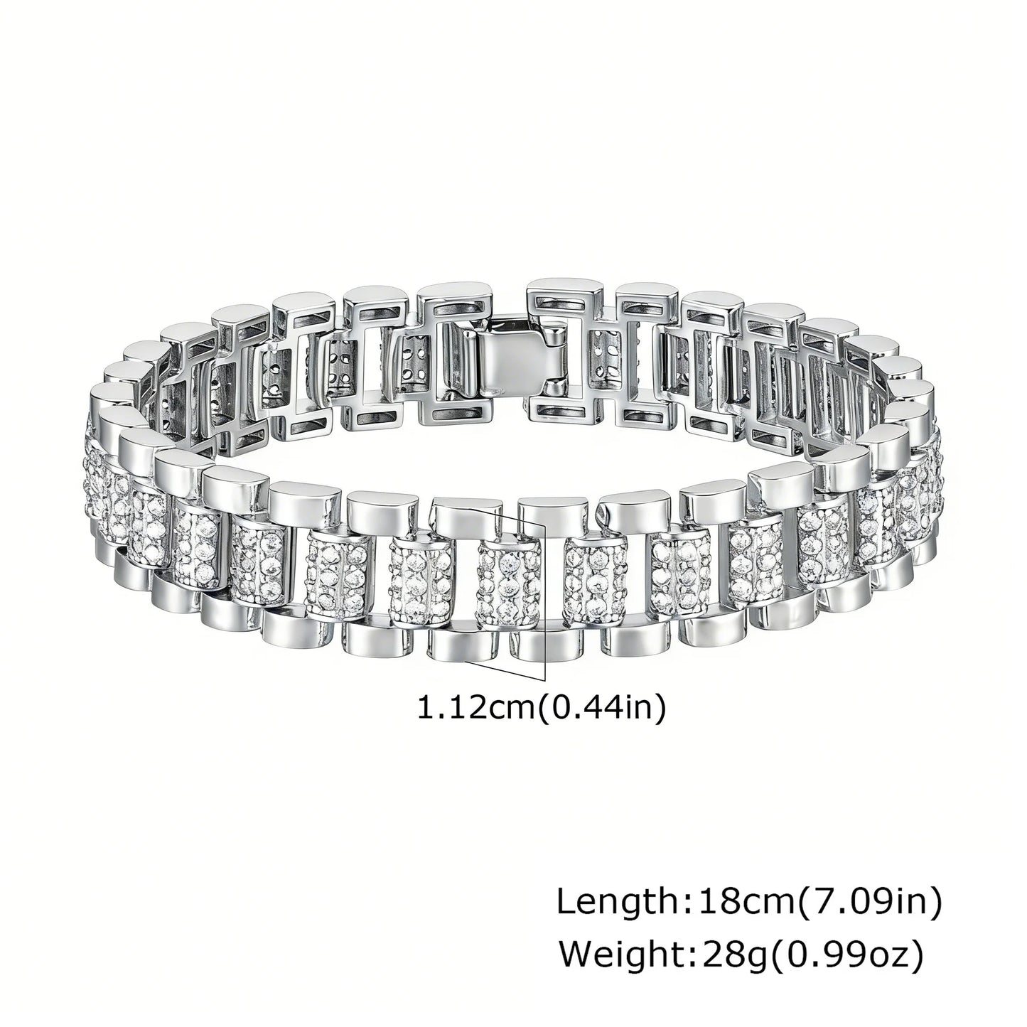 14K Gold Plated Paperclip Chain Bracelet with Cubic Zirconia Chunky Adjustable Link Jewelry for Women