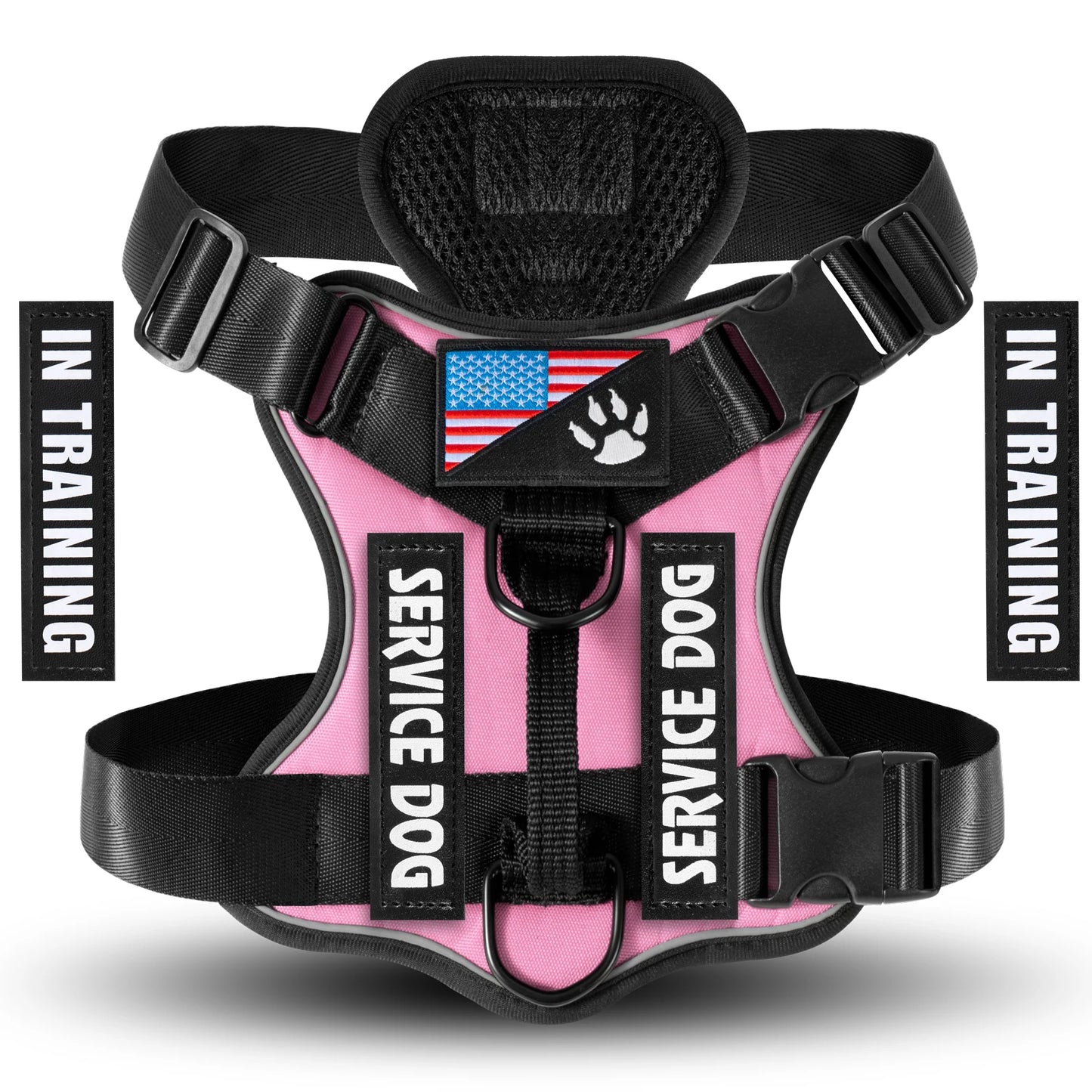 Reflective Service Dog Harness Vest with 5 Patches – Adjustable Soft Oxford Mesh Pet Harness