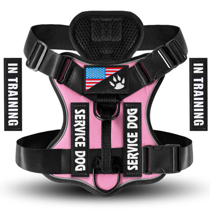 Reflective Service Dog Harness Vest with 5 Patches – Adjustable Soft Oxford Mesh Pet Harness