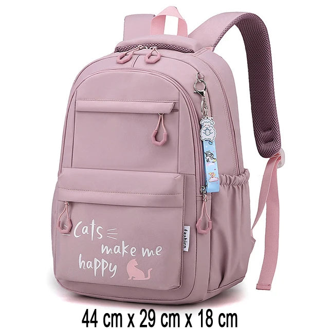 Teen Girls School Backpack | Pink Waterproof Bag for Primary & Middle School Students