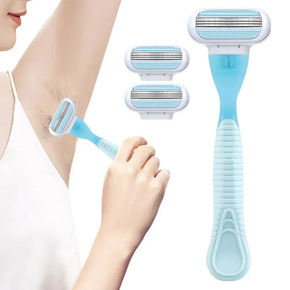 Women’s 3-Layer Safety Razor – Stainless Steel Manual Shaver for Body, Bikini, Underarm & Thigh Hair