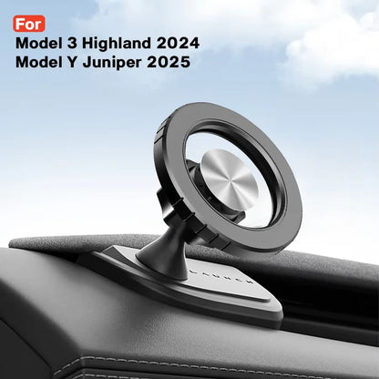 Magnetic Tesla Phone Holder – 360° Rotatable Car Mount for Model 3 Highland and Model Y Juniper