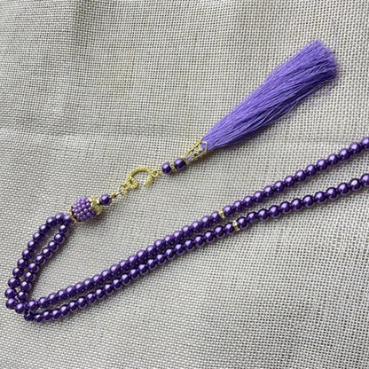 6mm 99pcs Glass Pearl Rosary Beads Bracelet – Turkish Style Islamic Muslim Prayer Tassel Jewelry for Women Gift Accessories