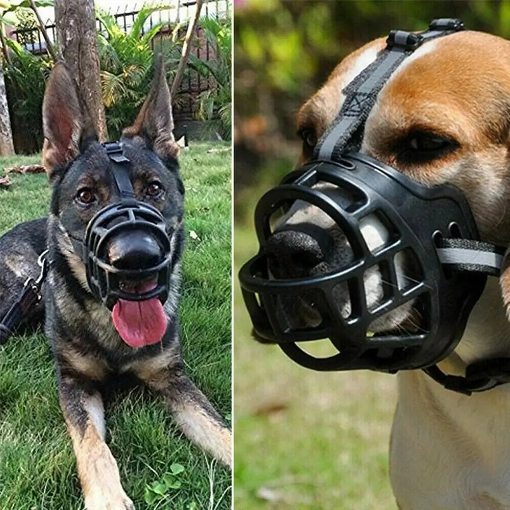 Adjustable Dog Muzzle with Reflective Strip – Anti-Biting Breathable Plastic Mouth Cover for Dogs