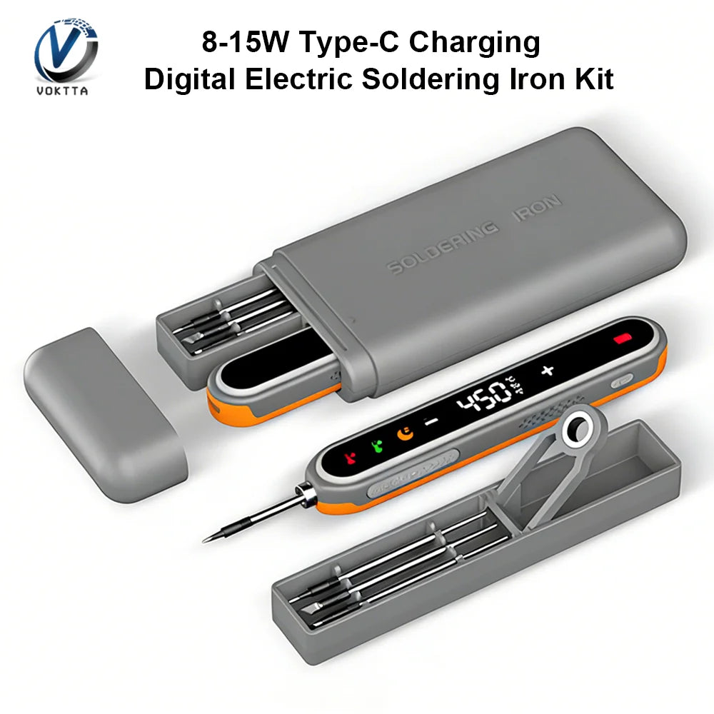 Type-C Digital Soldering Iron Kit - Adjustable Temperature Mini Electric Repair Tool with Fast Heating