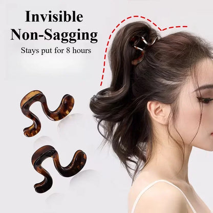 Curved Hair Pins - 2-Piece Elegant High Ponytail Hair Accessories for Women