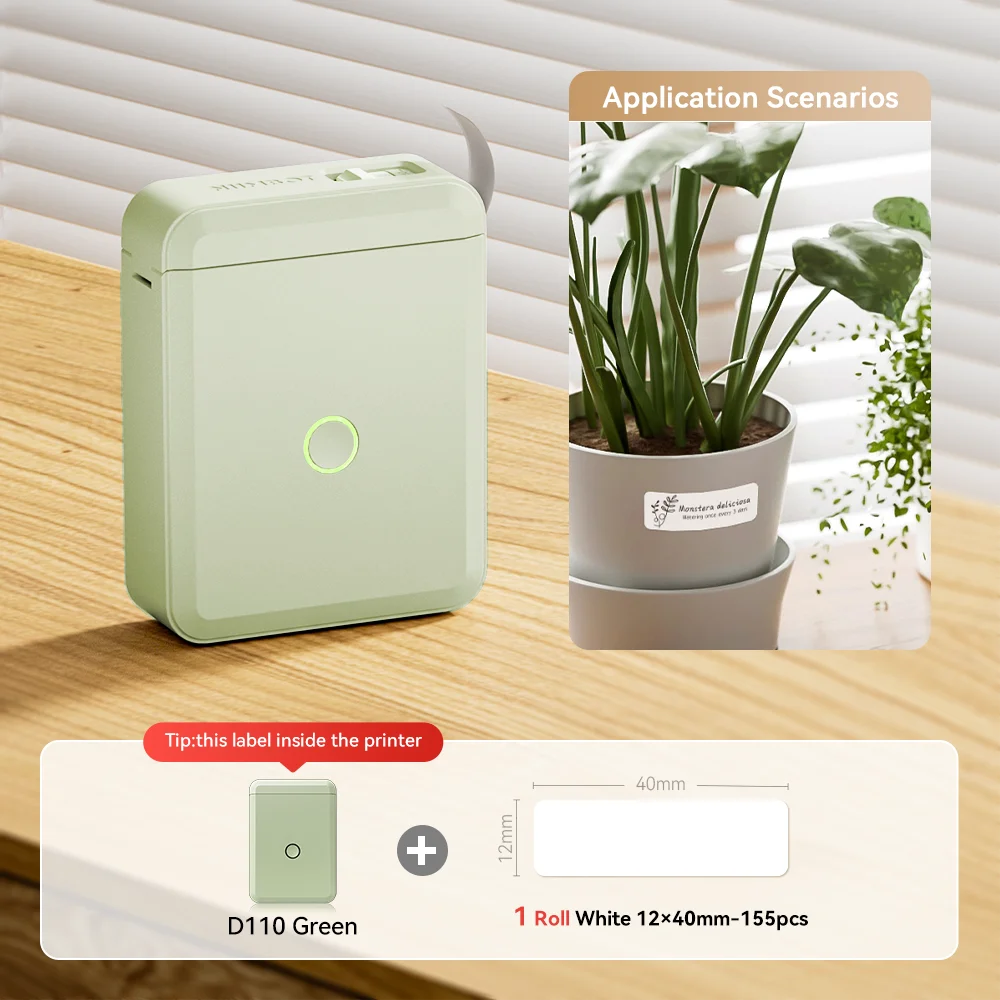 Niimbot D110 Mini Handheld Thermal Label Maker, Wireless Inkless Sticker Printer for Home & Office Organization, Portable Label Machine with Stickers