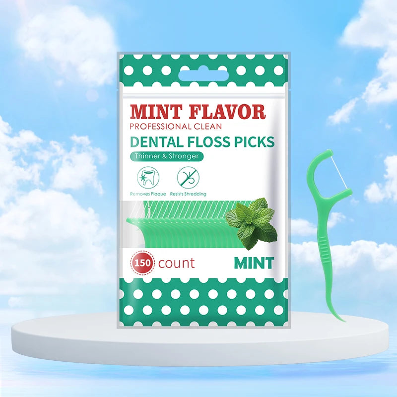 Mint Dental Floss Sticks - Portable Disposable Oral Care for Deep & Interdental Cleaning