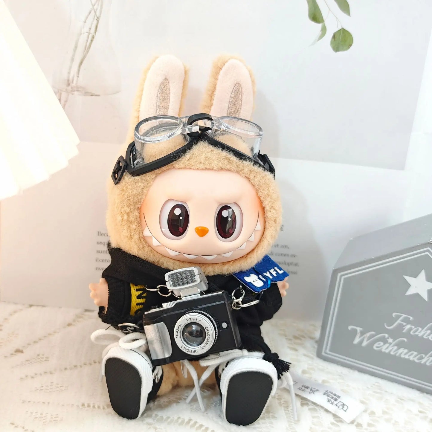 17cm Labubu Idol Dolls Clothes - Kpop EXO DIY Accessories, Cute Mini Plush FEAR Hoodie Se