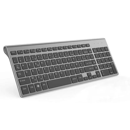 Wireless AZERTY Keyboard 2.4G USB — Ultra-Thin, Silent, Ergonomic French Keyboard for PC & Laptop, Pink/Grey/Silver
