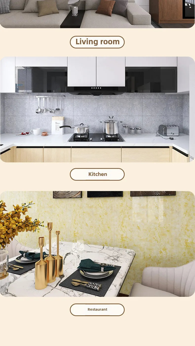 10-50Pcs PVC Marble Wall Stickers — Self-Adhesive Thickened Waterproof Tile Stickers for Bathroom Kitchen Floor Home Decor