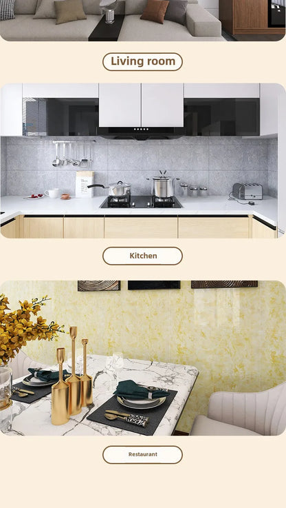 10-50Pcs PVC Marble Wall Stickers — Self-Adhesive Thickened Waterproof Tile Stickers for Bathroom Kitchen Floor Home Decor