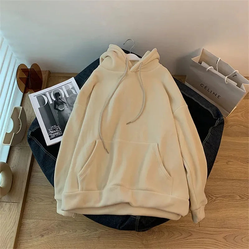 Women's Fleece Hoodie - Loose Long-Sleeve Pullover Sweatshirt for Autumn & Winter
