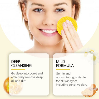 Turmeric & Kojic Acid Facial Cleansing Pads — Lemon Deep Cleanse, Brightening & Whitening Cotton Pads for Face Skincare