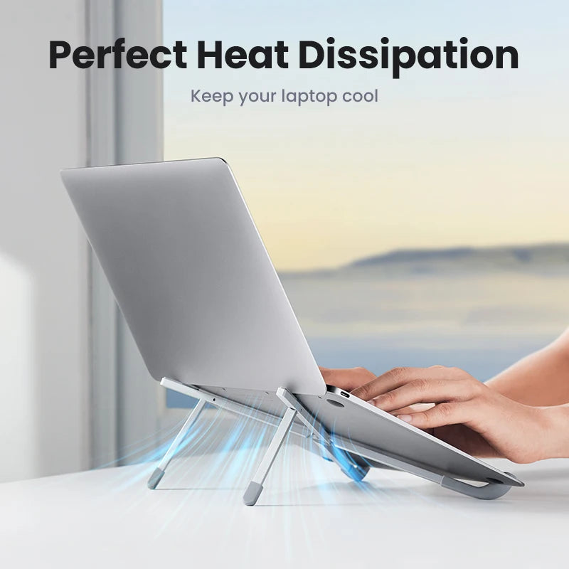 UGREEN Foldable Aluminum Laptop Stand - Vertical Notebook Holder for MacBook Pro Air, Tablet & Phone Support