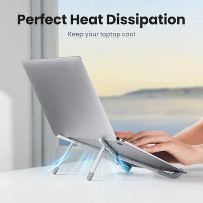 UGREEN Foldable Aluminum Laptop Stand - Vertical Notebook Holder for MacBook Pro Air, Tablet & Phone Support