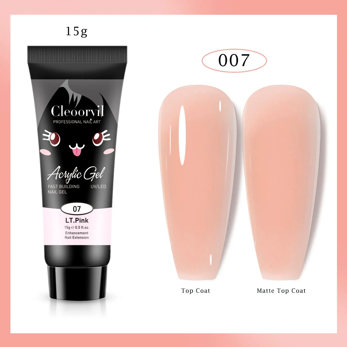 15ml Solid Nail Extension Gel – Poly Acrylic Crystal Gel in Naked Color, UV/LED Quick Build & Nail Extension Polish
