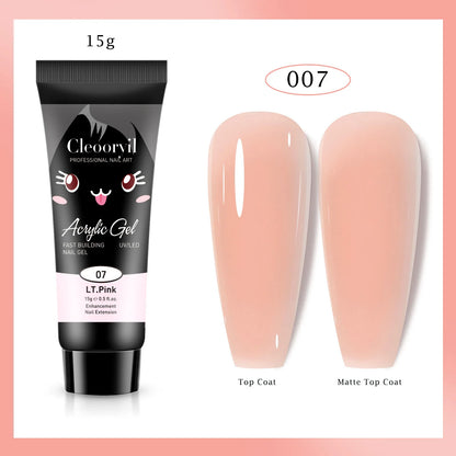 15ml Solid Nail Extension Gel – Poly Acrylic Crystal Gel in Naked Color, UV/LED Quick Build & Nail Extension Polish