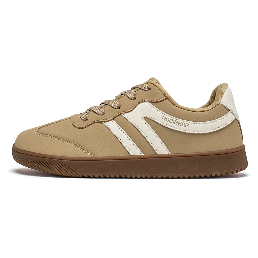 HOBIBEAR Wide-Toe Unisex Sneakers — Faux Leather with Faux Fur Lining, Casual Retro Lace-Up Shoes for Men & Women