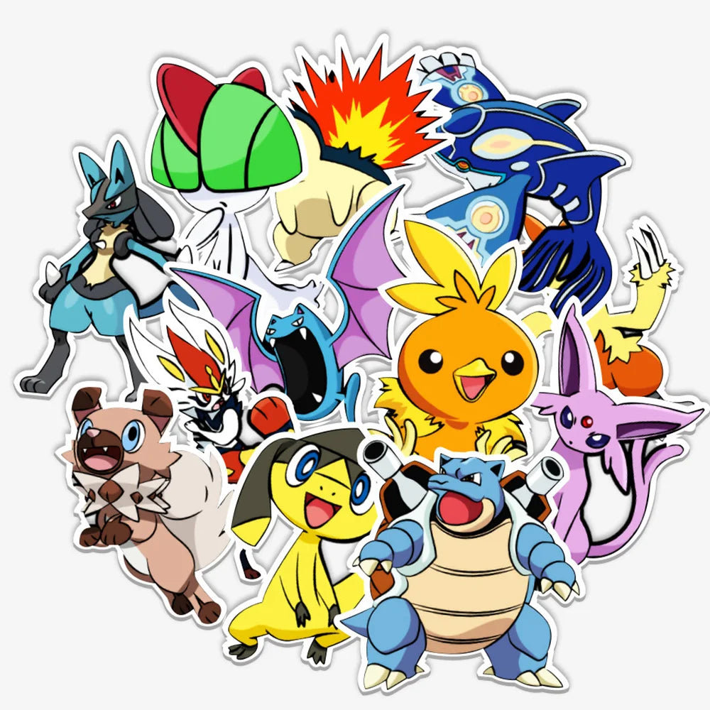 Pokémon Cartoon Stickers – 10/30/50-Piece Cute Anime DIY Decal Set for Laptops, Phones, Notebooks & Suitcases