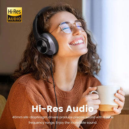 Oneodio A10 Bluetooth 5.4 Headphones - Hybrid Active Noise Cancelling, Hi-Res Audio, Over-Ear Wireless Headset with 5-Mic ANC