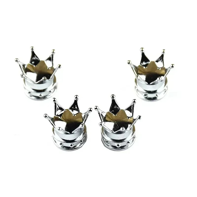 4 Pcs Crown Dice Car Wheel Tire Valve Caps - Universal Tyre Rim Stem Covers | Air Dust & Waterproof | Bling Accessories for Car & Motorcycle