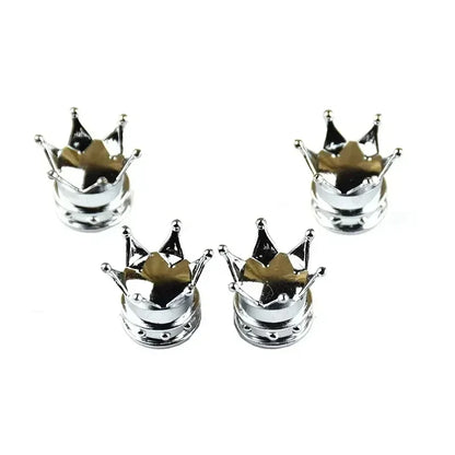 4 Pcs Crown Dice Car Wheel Tire Valve Caps - Universal Tyre Rim Stem Covers | Air Dust & Waterproof | Bling Accessories for Car & Motorcycle