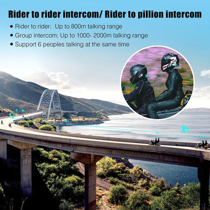 FreedConn Motorcycle Helmet Headset Intercom - Bluetooth Music, FM, Waterproof Moto Helmet Earphones & Intercom System