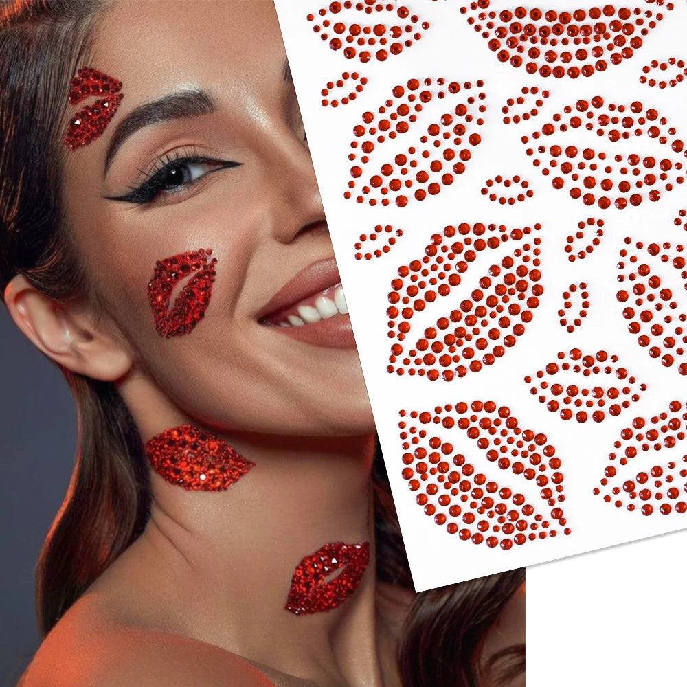 3D Holographic Teardrop Rhinestone Stickers - Self-Adhesive Crystal Diamond Face, Eye & Hair Decoration Tattoos
