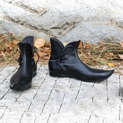 Vintage Medieval Pointed PU Leather Boots - Renaissance Knight Hunter Prince Pirate Cosplay Shoes