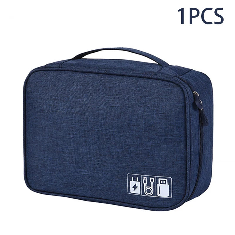 Portable Waterproof Travel Cable Storage Bag – Digital Organizer for USB Cables, Chargers & Plugs