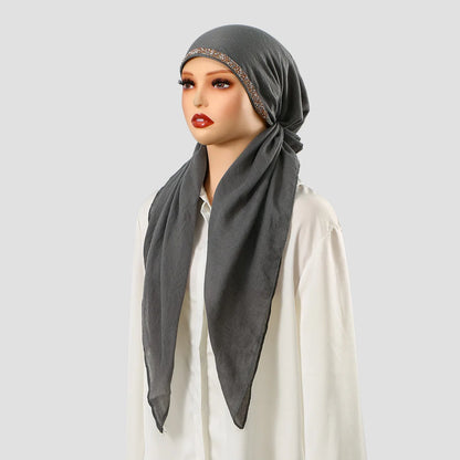 Ramadan Modal Hijab Scarf - Soft Diamond Accent Muslim Head Wrap for Women, Casual Ethnic Headscarf & Shawl