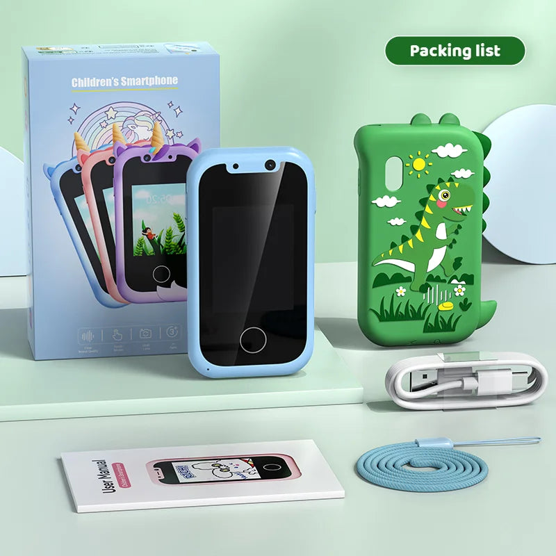 Kids Toy Phone with Dual Camera & MP3 - Touchscreen Learning Toy for 3-12 Year Olds, Birthday Gift Idea
