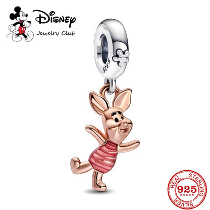New 925 Sterling Silver Mickey Minnie Vinnie Charm – Beaded Fit for Original Pendant Bracelet, DIY Ladies Jewelry