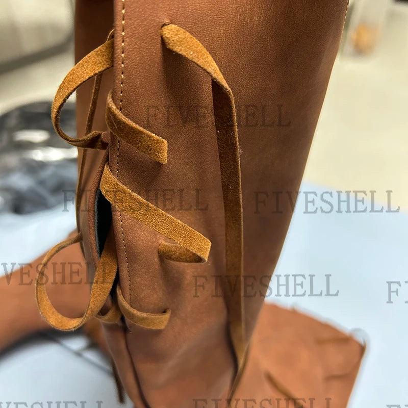 Men’s Medieval Viking Boots – PU Leather Knight LARP Shoes Retro Nordic Warrior Cosplay Carnival Costume Footwear
