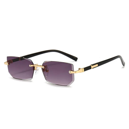 Rimless Rectangle Sunglasses – Fashion Small Square Shades for Men & Women, Summer Travel Sun Glasses