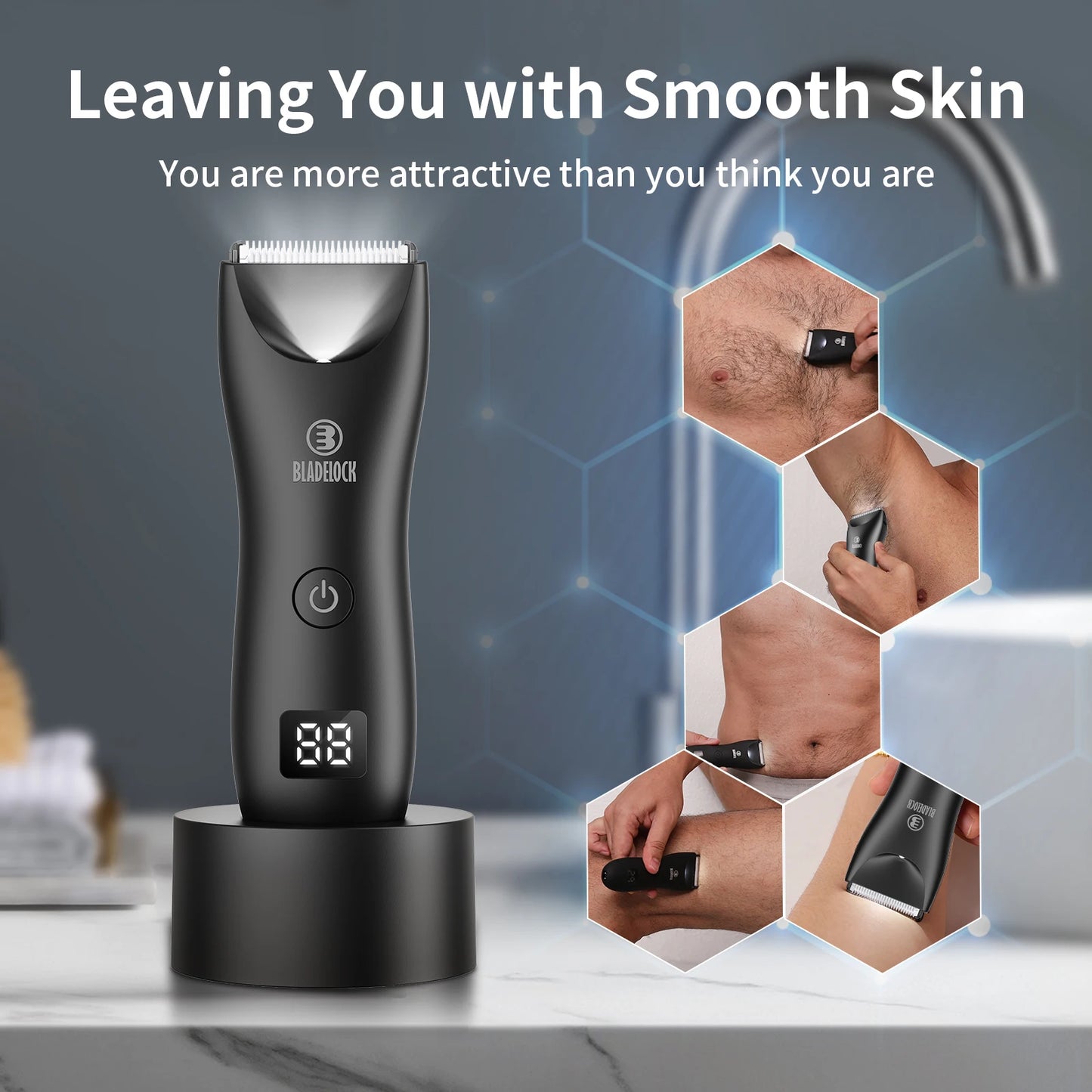 Professional Groin & Body Hair Trimmer – Rechargeable Ceramic Ball Shaver for Men, Body Grooming & Bikini Epilator