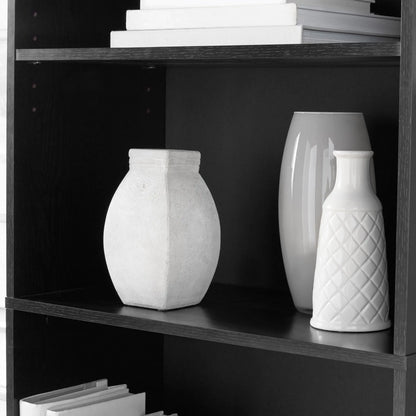 5-Shelf Adjustable Bookcase – True Black Oak Storage Shelf Unit
