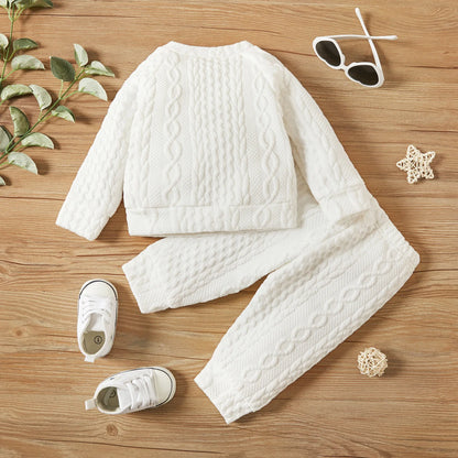 7 Colors Newborn Baby Clothes Set - Solid Long Sleeve Top & Pants, 2PCS Leisure Sport Outfit for Autumn & Winter