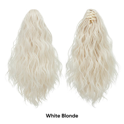 13-Inch Premium Synthetic Curly Claw Clip Ponytail – Blonde Brown Short Hairpiece, Fake Hair Extensions P064