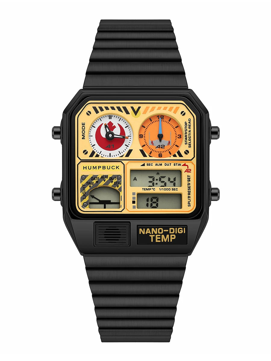 HUMPBUCK Men’s Digital Watch – Multifunctional Classic Wristwatch with Temperature, Stopwatch, Dual Time & Calendar