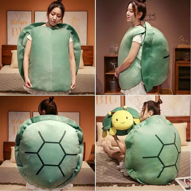 80/100CM Big Turtle Shell Plush — Wearable Stuffed Pillow Sleeping Bag, Funny Soft Cushion Gift