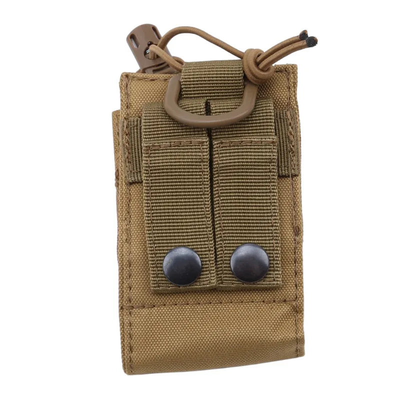 Tactical Radio Pouch: Military Molle Nylon Holder for Hunting Walkie Talkie - Interphone Hanging Bag with Magazine Pocket - Caza Essential