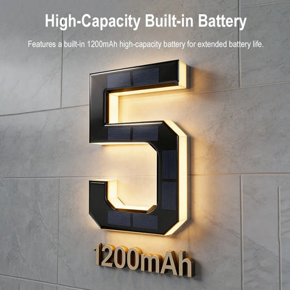 12CM Solar House Number Light - LED Outdoor Address Sign with Light Sensor for Home & Doorway