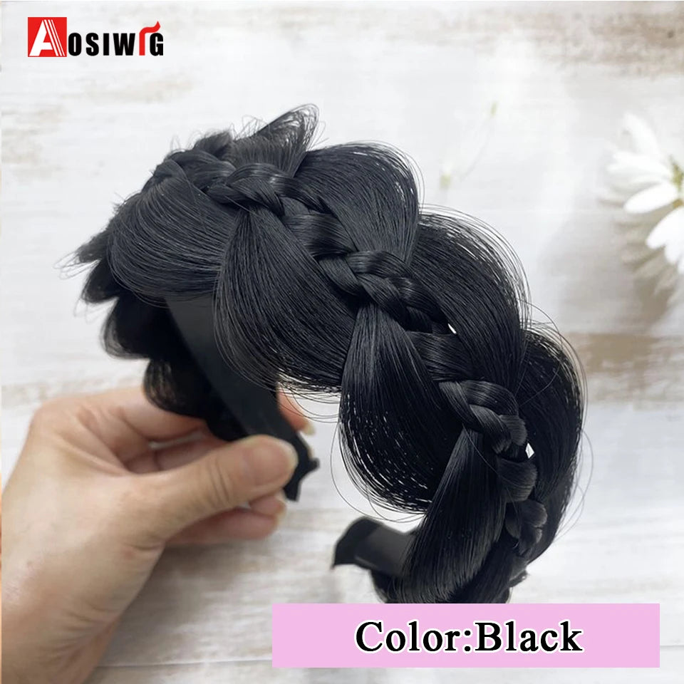 Synthetic Fishbone Braided Headband – Bohemian Plaited Hairpiece for Women Hairstyling